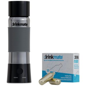 Garrafa de Água Carbonatada com 10 Carregadores de CO2 de 8g DrinkMate Preta