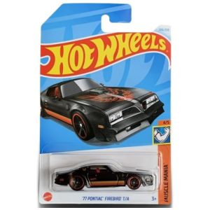 Hot Wheels 77 Pontiac Firebird TA 45 PretoVermelho Mania de Músculos