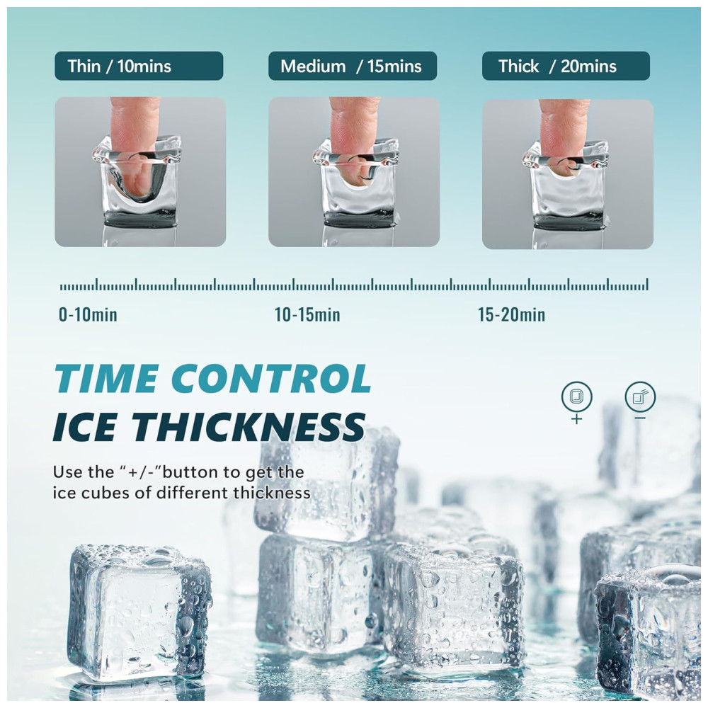 Máquina de Gelo Portátil que Produz 20 kg em 24H com Função de Autolimpeza Inclui Cesta e Colher de Gelo 110V 110W EUHOMY Prata - Imagem 4