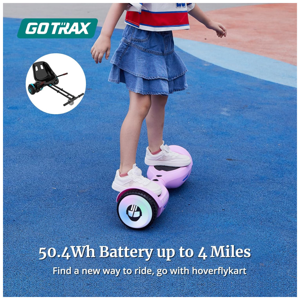 Hoverboard com Farol de LED, Velocidade de 9km/h e Alcance até 6 km, para Crianças e Adolescentes até 80 kg, 110V 200W, Gotrax ELF, Rosa - Imagem 5
