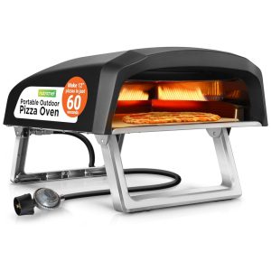 Forno de Pizza a Gás Portátil com Queimador Pedra e Regulador NutriChef NCPIZOVN Preto