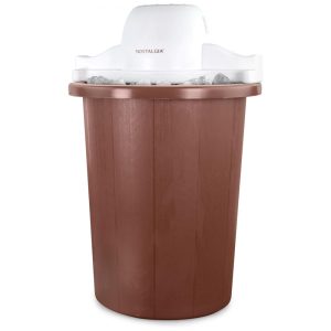 Máquina de Sorvete Nostalgia Elétrica Estilo Parlor Faça Sorvete Soft Serve no Estilo Antigo em Minutos em Casa - 567 litros Branco e Marrom Escuro