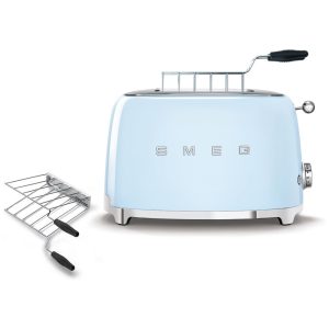 Combo Torradeira SMEG 2 Fatias com Suporte para Sanduíches Azul Pastel