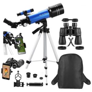 Telescópio Astronômico 10x50 com Lente HD 10X50 Bak4 Prism FMC Lens para Observação da Lua MaxUSee F40070 Azul