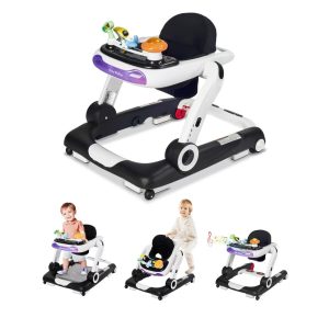 Música e luzes Baby Walker com rodas centro de atividades de 5 em 1 com brinquedos removíveis e segurança de música