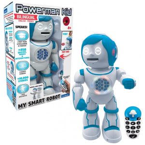 LEXiBOOK Powerman Kid: Robô Educativo Bilingue Inglês/Espanhol que Anda Fala Dança Cria Histórias Quiz