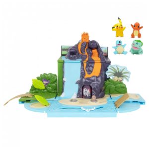 Playset vulcão portátil Pokémon Carry ‘N’ Go com 4 figuras 5 cm Pikachu Charmander Bulbasaur Squirtle Jazwares