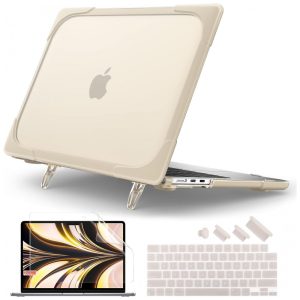 Capa Rígida Batianda MacBook Air 136" Cáqui – Modelos A2681 A3113 A3240 com Suporte Dobrável e Proteção Completa