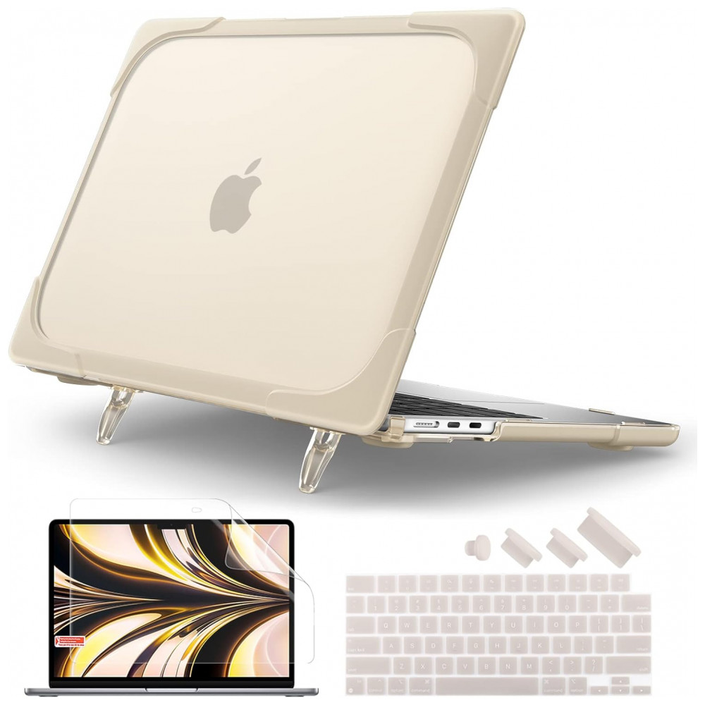 Capa Rígida Batianda MacBook Air 136" Cáqui – Modelos A2681 A3113 A3240 com Suporte Dobrável e Proteção Completa