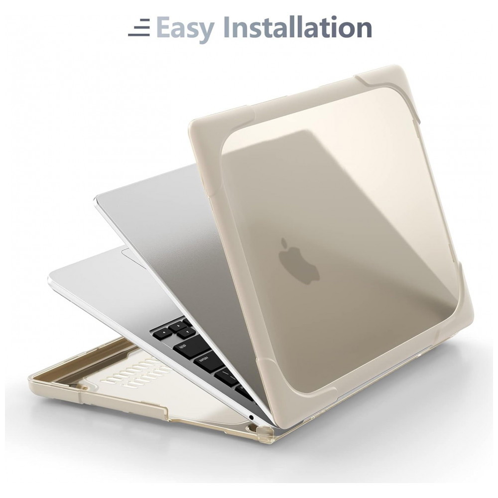 Capa Rígida Batianda MacBook Air 136" Cáqui – Modelos A2681 A3113 A3240 com Suporte Dobrável e Proteção Completa - Imagem 5