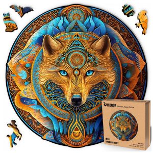 Quebra Cabeças em Madeira MDF para Adultos Tema Lobo com 500 Peças LEOGOR Colorido