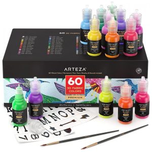 Kit de Tinta Acrílica 3D Profissional Permanente com 60 Cores ARTEZA