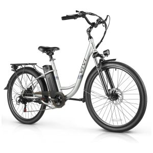 Bicicleta Elétrica Vivi Modelo Cruiser 26 Polegadas 1000W de Pico Velocidade de até 35km/h Bateria Removível de 48V Controle de Cruzeiro 7 Velocidades Prata