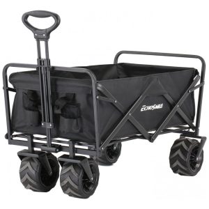Carrinho Dobrável para Camping e Jardim com Rodas para todos os Terrenos Capacidade 160kg EchoSmile Preto