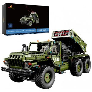 Kit de Construção Tanque Militar Artilharia de Foguete com 2268 Peças JMBricklayer Verde