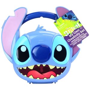 Kit de Criatividade Disney Stitch com Giz de Cera Vibrante Almofada de Tinta e Carimbos para Crianças a Partir de 3 Anos Tara Toy Azul