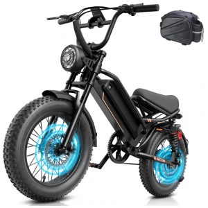 Bicicleta elétrica Jasion YR16 preta eclipse pneus 16x4 motor até 2000W bateria 48V 125Ah 7 marchas suspensão dupla e voltagem 110V