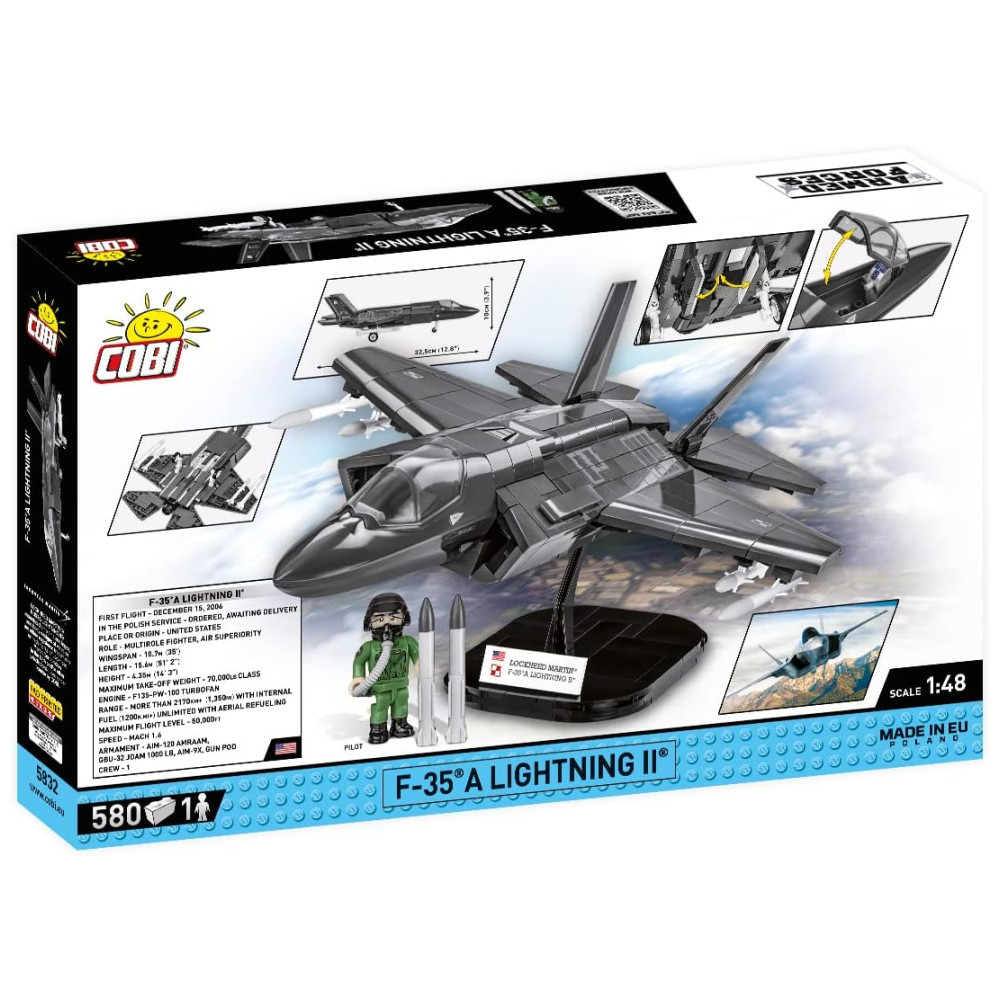 Kit de Construção Caça F 35 A Lightning II das Forças das com 580 Peças COBI Preto - Imagem 2