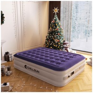 Colchão Inflável Casal Queen com Bomba Embutida Para até 300KG CHILLSUN Roxa