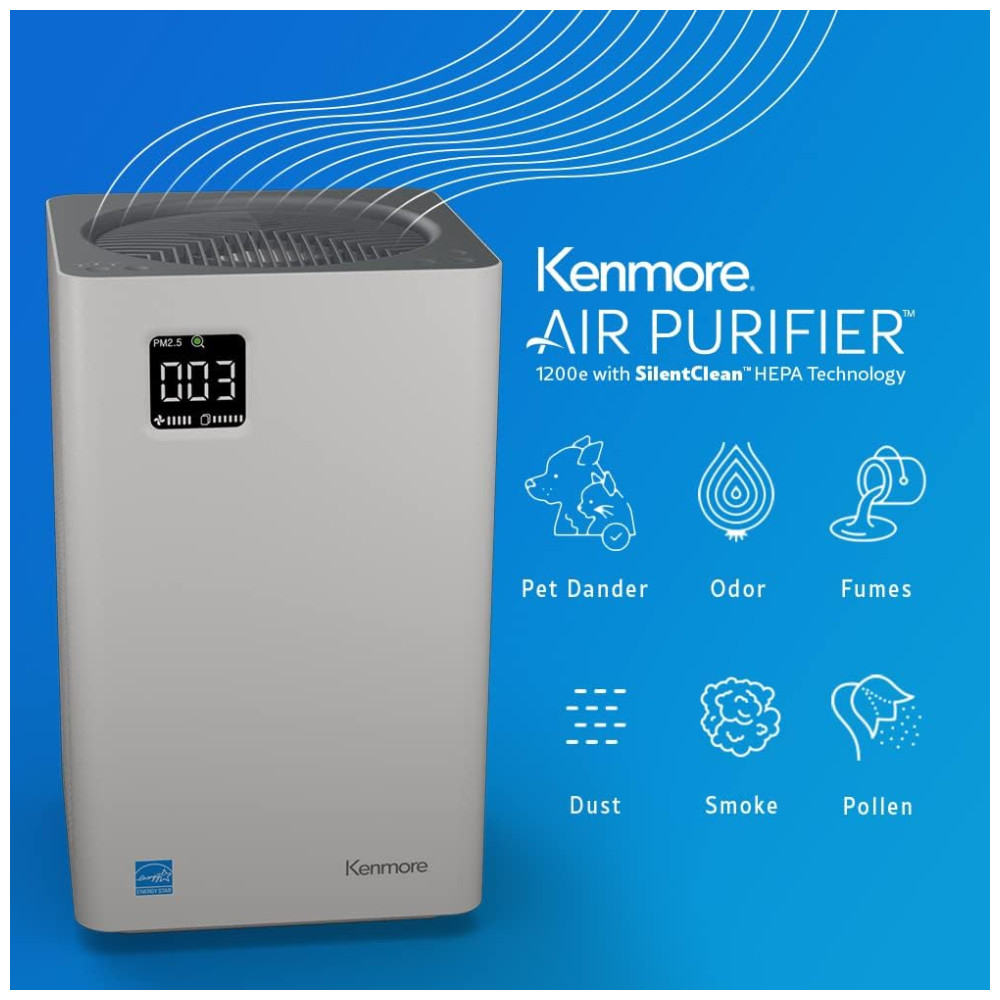 Purificador de Ar Kenmore PM2010 com Filtro H13 True HEPA Cobre Até 111 m² 24 dB SilentClean Sistema de Filtragem HEPA de 3 Estágios. - Imagem 2