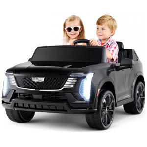 Carro Elétrico Infantil Licenciado Costzon Cadillac 24V 2 Lugares Controle Remoto Suspensão 4 Rodas Música Luzes LED Preto