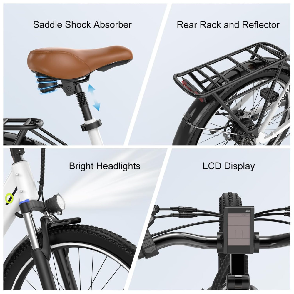 Bicicleta Elétrica 1000 Peak para Adultos Autonomia de até 80 Milhas Bateria Removível 26 Polegadas 7 Velocidades Ideal para Passeio na Praia Ne - Imagem 6