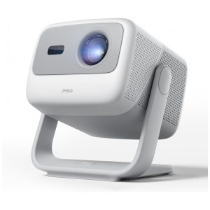Projetor Portátil Laser Triplo JMGO N1S GTV Branco 1080P FHD 850 ISO Lumens Netflix HDR10 Correção Automática Gimbal 200" 3D 24V