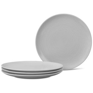 Conjunto de Pratos para Salada e Sobremesa com 4 Peças Formato Redondo Material de Porcelana e Designer Moderno Noritake 4390-405D Cinza