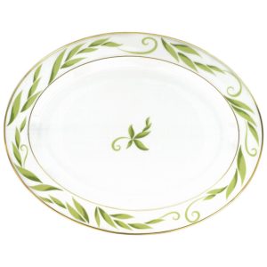 Prato para Servir Assados Elegante e Durável com Formato Oval e Material de Porcelana Bernardaud 2004107 Branco e Verde