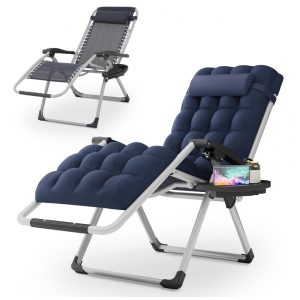 Cadeira Reclinável Ajustável Gravidade Zero com Apoio de Cabeça e Porta Copos Magshion Azul