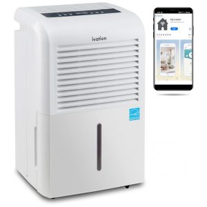 Desumidificador para Grandes Ambientes 9L até 420 m2 com Controle Inteligente e Bomba de 16W Integrada 110V Ivation Branco