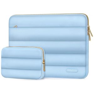 Case para Notebook 15 a 16 polegadas MOSISO Air Blue Capa Puffy Poliéster Bolsa Horizontal Estojo Compatível MacBook HP Dell ASUS Acer Lenovo