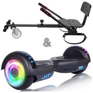 Hoverboard SIMATE Preto 65" com Bluetooth Luzes LED e Certificação UL2272 – Até 137 km/h Autonomia de 128 km