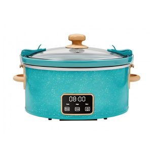 Panela elétrica slow cooker 6L Pioneer Woman floral azul com tampa travável display digital e timer programável 220W 110V