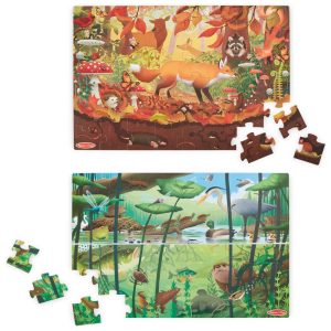 Quebra Cabeça Infantil Dupla Face com Tema da Vida Selvagem para Crianças Acima de 3 Anos Melissa & Doug