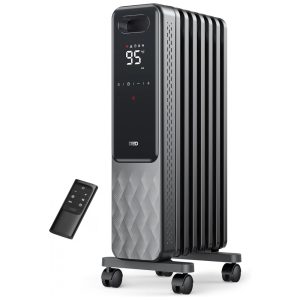 Aquecedor Elétrico para Salas Grandes com Controle Remoto Trava para Crianças 4 Modos e Proteção Contra Superaquecimento 110V 1500W Dreo Cinza Espacial