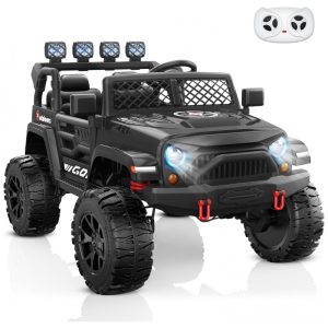 Carro Elétrico Infantil ANPABO Preto 24V 2 Lugares 4 Motores 200W Off-Road Pneus EVA Suspensão Controle Bluetooth 4WD/2WD LED