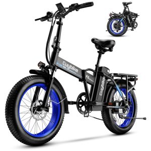 Bicicleta Elétrica Dobrável de 1000W Bateria Removível Grande de 48V 20AH 30MPH Alcance Máximo de 80 Milhas Bicicleta Elétrica com Pneus Largos de Preta