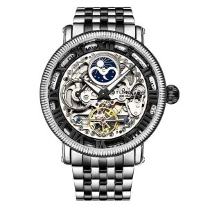 Relógio Masculino Stuhrling Esqueleto Automático 48mm Prata
