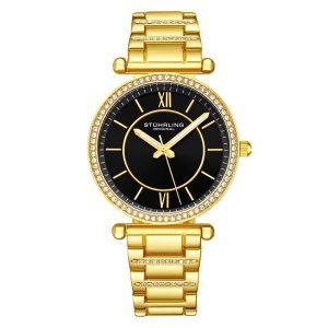 Relgio Masculino Stuhrling C905 36mm Design Clssico em Preto e Dourado
