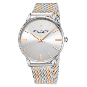Relógio Masculino Stuhrling Preston 3998 Quartzo 42mm Prata e Rosa