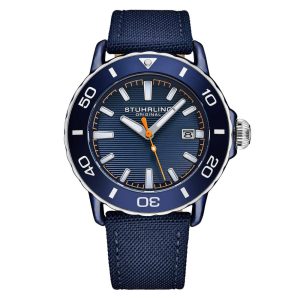 Relógio Stuhrling Voyager 4049 com Mostrador e Pulseira e Moldura Azul de 44mmStuhrling