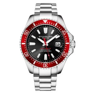 Relógio Masculino Stuhrling 3950A Diver Quartzo 42mm Prata