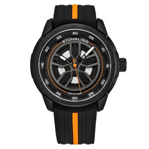 Relógio Masculino Stuhrling 984 Quartzo 44mm Preto e Laranja