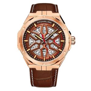 Relógio Masculino Stuhrling Gio 379 Automático 41mm Marrom