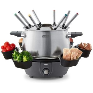 Panela de Fondue Elétrica Capacidade 2.8L 8 Garfos Aço Inoxidável 110v DASH DFM250GBGY04 Prateado