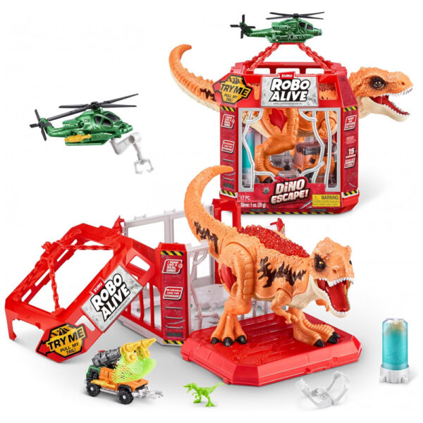 Robo Alive Dino Escape: Capture o Dino Furioso com Armas de Fogo, Luzes Realistas e Armadilhas - ZURU