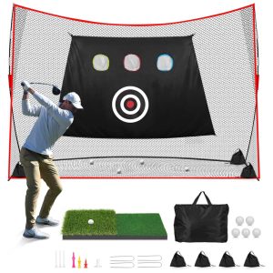 Rede de Golfe 3x21m Premium para Treino em Ambientes Internos e Externos Multialvo com Tapete Duplo Ideal para Prática de GolfistasHalunoty.