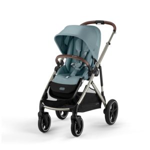 Carrinho de Bebê Duplo Modular com Mais de 20 Configurações e Inclui Cesto de Compras Removível Cybex Gazelle S Azul Claro