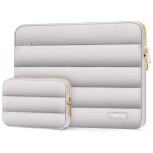 MOSISO 15-156" Capa Puff para Laptop com Bolsa Adicional Compatível com MacBook Pro 16 HP Dell ASUS Acer Lenovo Cinza